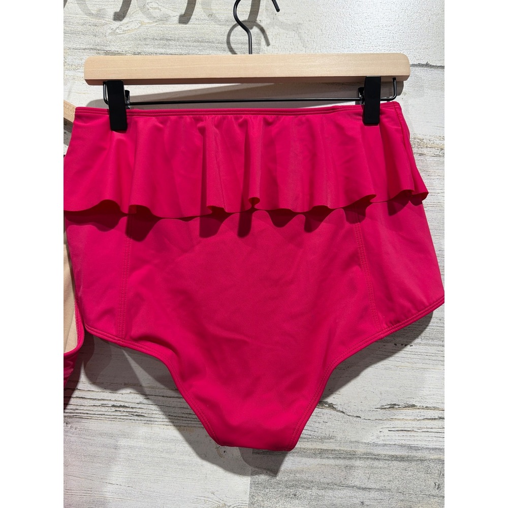 Kortni Jeane Swimsuit Women Medium Pink Ruffle Peplum Retro Barbiecore - Picture 5 of 8